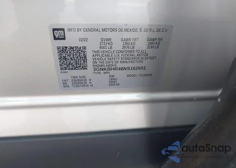 2022 Chevrolet Blazer Awd 2Lt z USA, uszkodzony, nr VIN 3GNKBHR46NS162651